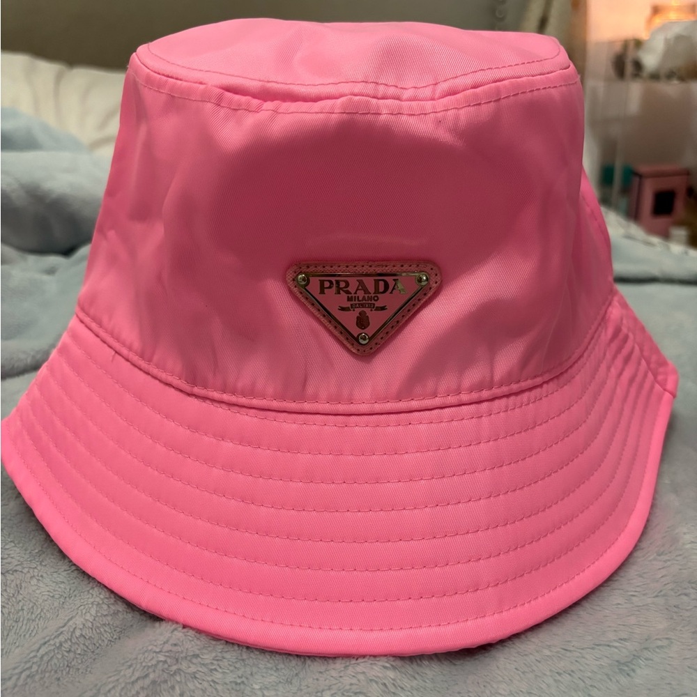 Pink Bucket Hat with Logo Emblem